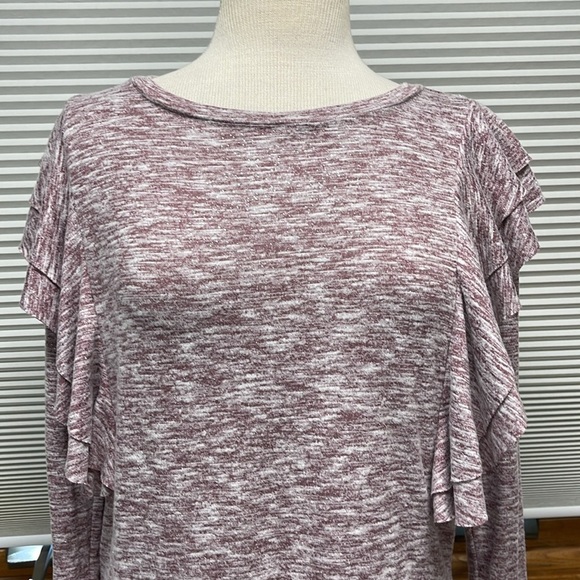 Maurices NWT Maroon Metallic Sparkle Long Flutter Sleeve Top Size Small - Picture 3 of 11